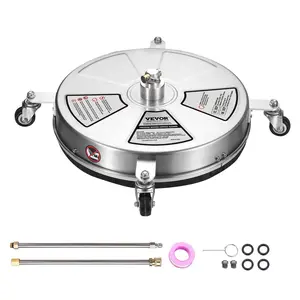 VEVOR 18" Pressure Washer Surface Cleaner w/ Wheels, TikTokShopBlackFriday, Stainless Steel Concrete Cleaner 4000 Max PSI , 1/4" Quick-Connect Connector w/ 2 Extension Wand, Heavy Duty Power Washer For Floor Driveway, Patio