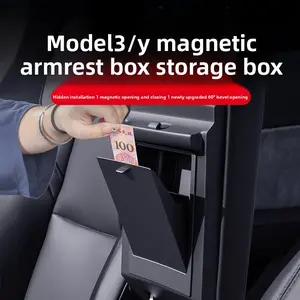 Center Console Storage Box Privacy Storage Box Modification Accessory Compatible with Refreshed Tesla Model Y/3/YL