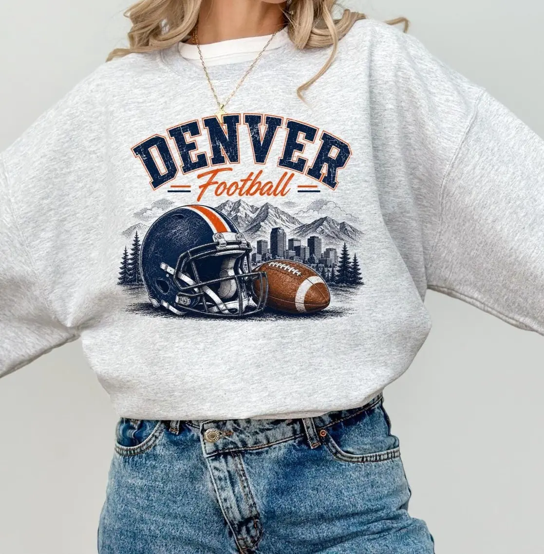 Adult & Youth Denver Football Sweatshirt, Vintage Denver Football Tee, Retro Game Day Shirt, Football Fan Gift, Mountain City Sports Tee