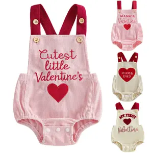 Babamoon Infant Baby Girls My First Valentine's Day Romper Cutest Little Valentine Heart Embroidery Sleeveless Onesie Bodysuit Jumpsuit