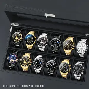 12pcs Men'S Watch Set, Vintage Style Quartz Watches, Round Alloy Case, Fashionable Sports Precision Wristwatches with Non-Rechargeable Button Battery, I Gift for Him