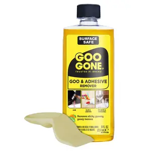 Goo Gone Original Liquid - 8 Ounce - Surface Safe Adhesive Remover Safely Removes Stickers Labels Decals Residue Tape Chewing Gum Grease Tar Crayon Glue Garage Household Paint Window