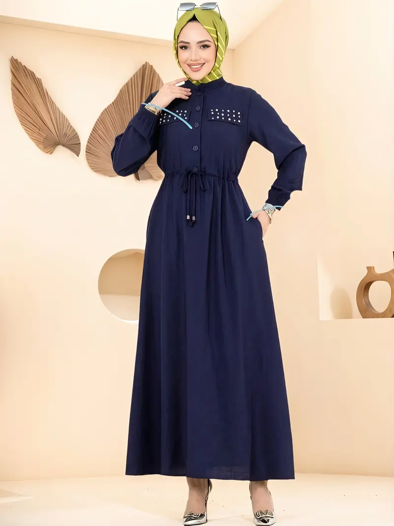 chinese dress ladies Maxi Dress for Women  Modest Long Sleeve Islamic Abaya Style