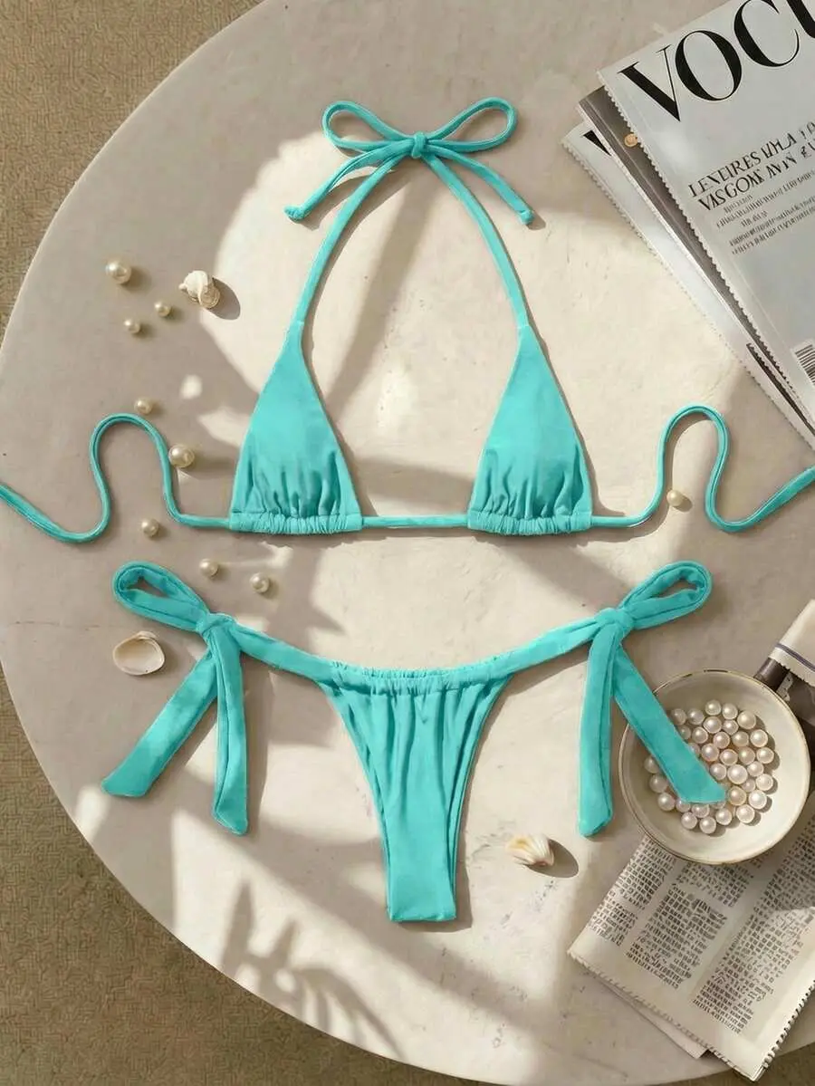 Swim SXY Sexy Mini Cup Bowknot Strap Women Swimwear Set
