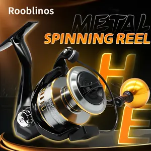 1pc Rooblinos HE Metal Spinning Wheel - Portable Foldable Handle, Large Brake Power, Durable Plastic & Metal Construction, Ambidextrous for Freshwater & Saltwater Fishing, Spinning Fishing Reel, Angler Accessories, Robust Appearance, Sturdy