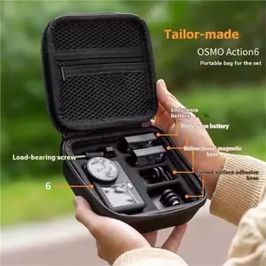Action 6 Camera Carrying Bag Travel Case with Internal Dividers Shockproof Buffer Pouch, Durable Storage Box for Secure Transport