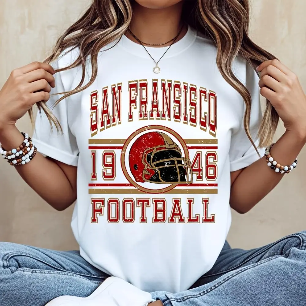 San Francisco 1946 Football Vintage Helmet Graphic, T-Shirt, Retro Sports Fan Apparel, Casual Daily Wear Game Day Gift