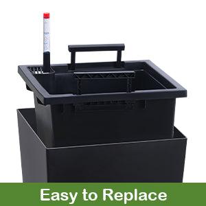 GARVEE Large Outdoor Tall Planter Black Flower Pots, 23" Tapered Front Porch Decor Plant Pots with Water Level Monitor, Automatic Watering(2 Packs)