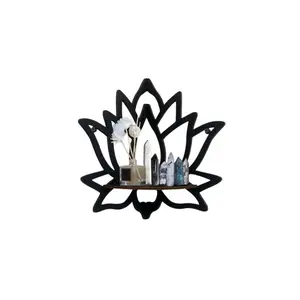 Wooden Lotus Corner Shelf Aromatherapy Organizer