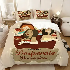 3Pcs,Desperate Housewives inspiration  three-piece bedding set, soft, comfortable and skin-friendly, universal in all seasons, bedding set, no pillow core, no quilt core, suitable for bedrooms, guest rooms - (1 quilt cover + 2 pillowcases)