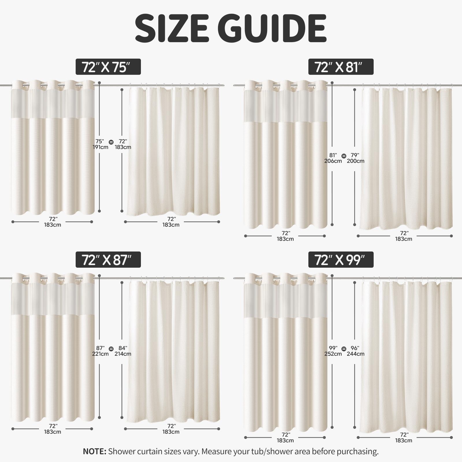 Premium No Hook Washable Waffle Weave Shower Curtain Set, Heavy Duty Double Layer with Snap-in Detachable Waterproof Liner & Mesh Window, Modern Bathroom Accessory for Hotel, Salon, Dector, Household Items, bathroom curtains, Cortina de baño sin ganchos