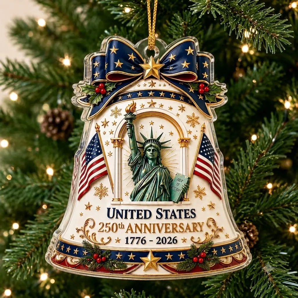 Patriotic US 250th Anniversary Acrylic Bell Hanging Decor, Home & Festive Party Ornament