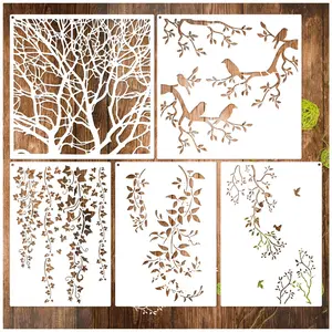 Leaf Vine Template for Wood Painting, Large Bird Branch Template, Reusable Craft Template, Sketch Art, Paint Pattern, Wall Furniture Canvas