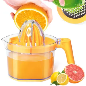 Portable Citrus Juicer Reamer（16.9oz Capacity ）,Lemon Squeezer,  4-in-1 Multifunctional Citrus Hand Juicer, Lemon Lime Squeezer with Detachable Comfortable Grip Handle, Egg separator,with Built-in Measuring Cup and Grater