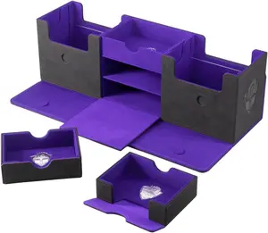Gamegenic The Academic 266+ XL Premium Deck Box | Double-Sleeved Card Storage | Card Game Protector | Holds Up to 122 Cards Plus Game Accessories | Black/Purple Color