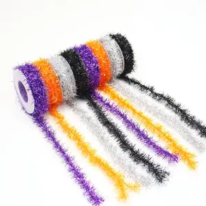 Colored DIY Metallic Garland Sparkling Halloween Tinsel Ribbon Festival DIY Tinsel Ribbon Halloween Decorative Stripes