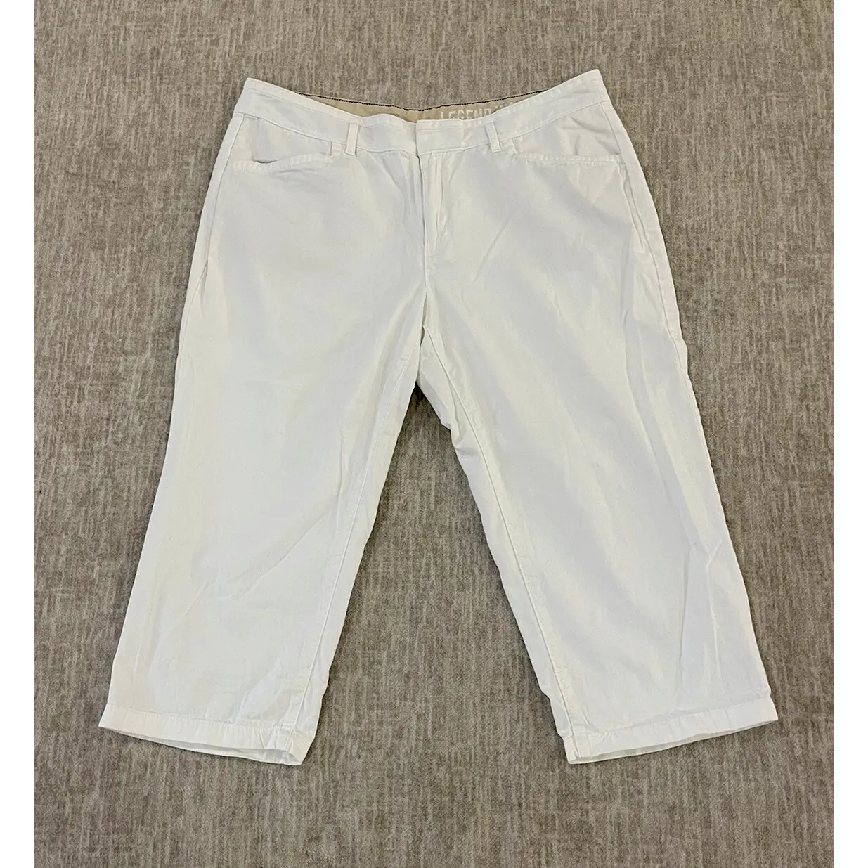 Eddie Bauer Womens Legend Wash Capri Pants Size 14 White Cotton