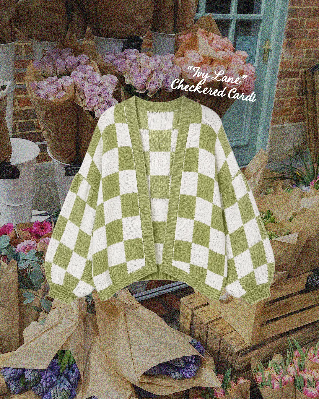 "IVY LANE" Checkered Cardigan