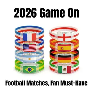 LED Light Up National Flag Wristbands USA Mexico France Argentina Germany Spain England Brazil Glowing Silicone Bracelet Fan Cheering Gear Soccer Match Night Stadium Side Switch Patriotic Sport Supporter Gift 2026 International Tournament Essentials