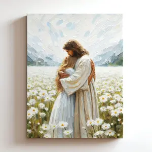 His Love, Christian Painting, Jesus Hugging Blonde Woman, Jesus with Girl, Christian Art, Bible Art, Jesus Print, Christian Poster