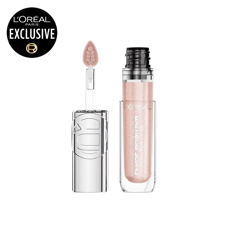 Plump Ambition Infinite Lights Hyaluron Lip Oil Shimmer, 24H Hydration, Lightweight Non-Sticky Gloss, L'Oréal Paris
