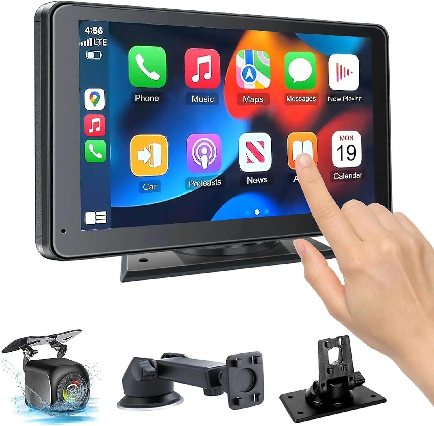 Hieha 2025 Wireless Portable Carplay and Android Auto 7" Touchscreen Bluetooth 5.2 Carplay Screen with Mirror Link AUX FM for All Vehicles DealsforYou