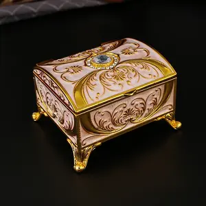 Elegant Woven Flower Enamel Jewelry Box, Metal Storage for Rings Necklaces Earrings Headbands, Decorative Home Organizer Display Piece, Gift Jewelry Box