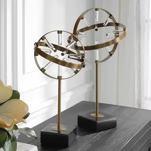 Uttermost 18087 11 x 22 x 5 in. Realm Spherical Brass Sculptures - Set of 2