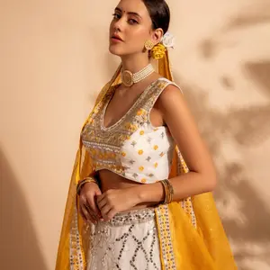 Georgette Sequins Embroidered Yellow Flared Style Lehenga Womenswear Clothing Traditional Lady Dress Comfort