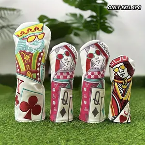 Jqk Embroidered Golf Club Head Covers Set, Golf Accessories, Fits Hybrid Driver & Fairway Woods, Includes Putter & Iron Covers, Magnetic Buckle Design