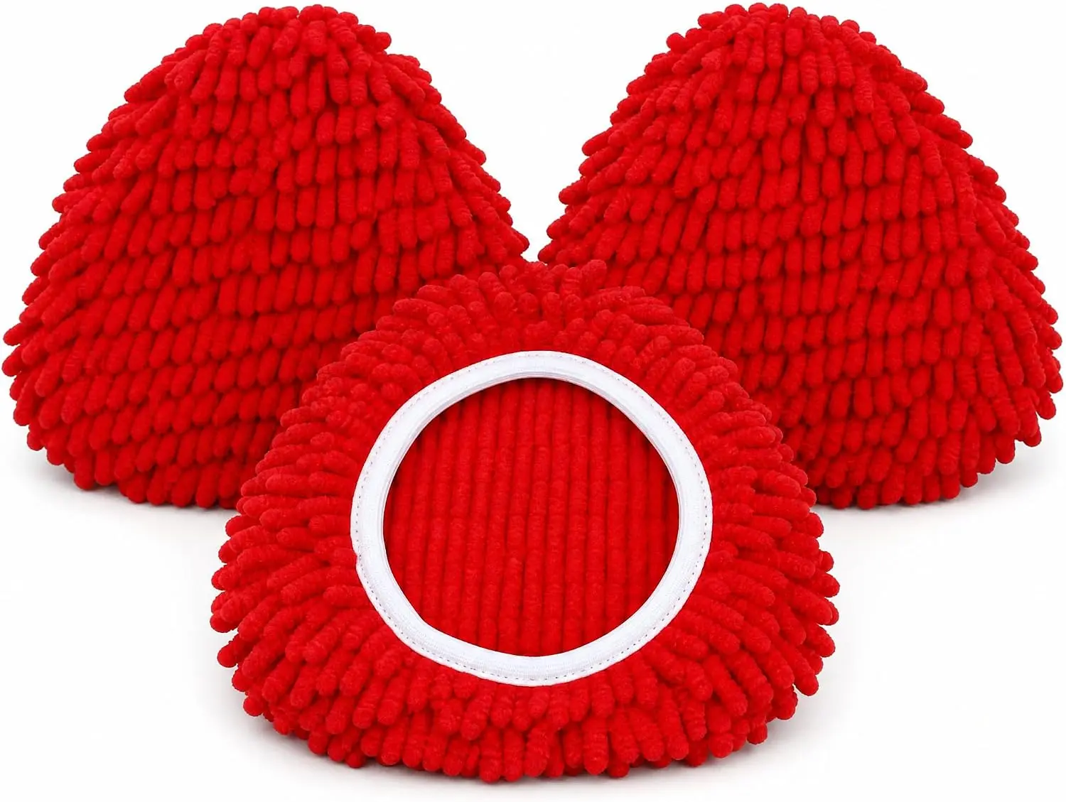 3 Pack Spin Mop Replacement Heads Compatible with O-Cedar EasyWring, Chenille Microfiber Mop Refills, Washable & Reusable Mop Head for Hardwood, Tile, Laminate and Marble Floors, Red