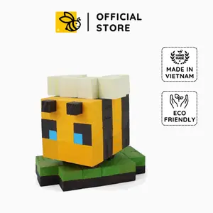 Minecraft BEE Wood Model, Unique Toy Pixel Block, DIY Minecraft decor, Custom Handmade Gift & DIY Coloring Kit, Gift for him, Gift for her