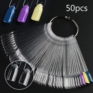 False Nail Practice Display Card, Oval, Fan, Round Acrylic Palette, Manicure Design Tool, Salon and Home Use, Single Item