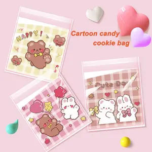100 Cute Cartoon Rabbit and Bear Sealed Bags, Snowflake Cookies Self-Adhesive Packaging, Candy Gift Bags, Baking Individual Packets, Kawaii Creative Gift