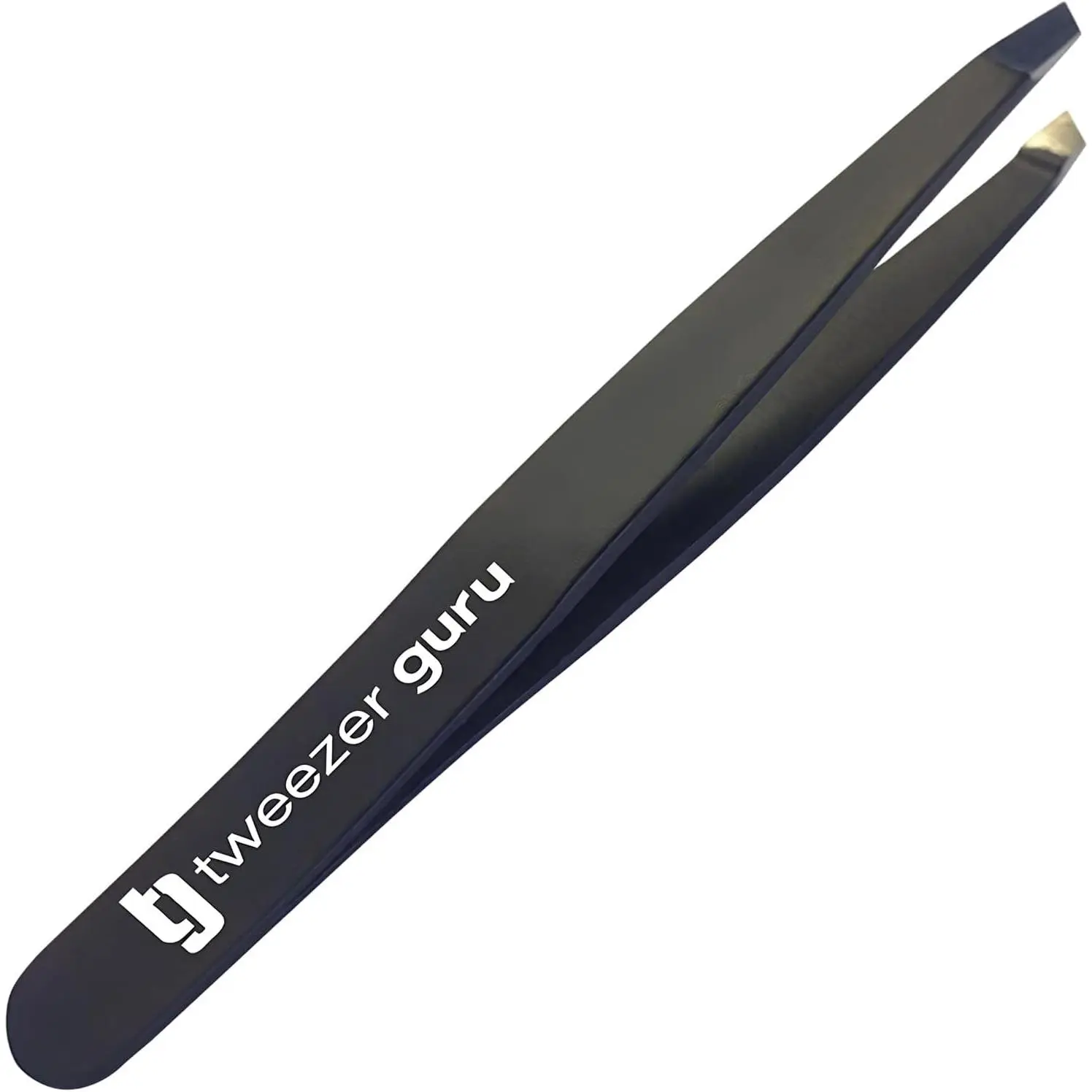 Tweezer Tweezers for Women - 2pc Slant Pointed Precision Tweezers for Eyebrows & Ingrown Hair Removal - Blackhead and Splinter Tweezer with Sharp Needle Nose Point for Plucking (Black)