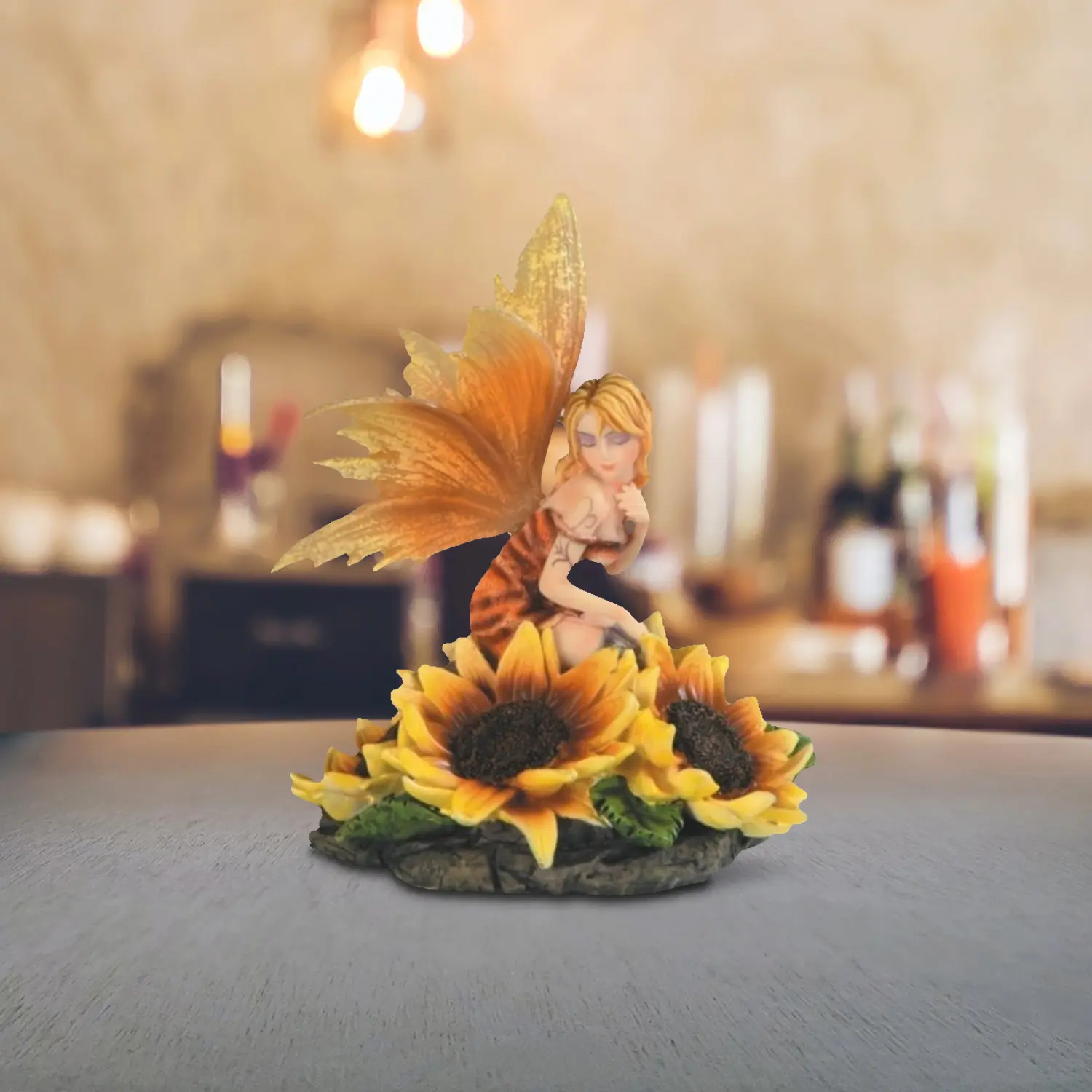 5"H Flower Fairy with Sunflowers Statue Fantasy Decoration Figurine