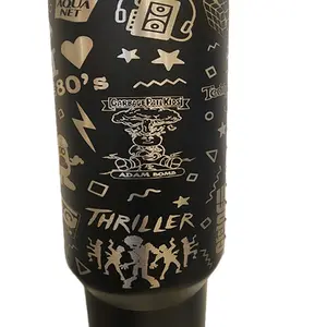 40oz 80's Nostalgia Tumbler with Retro Design and Fun Graphics - Bottle, drink  holder water thermos