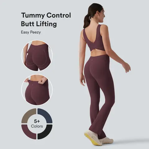 【Creator’s Pick】Halara UltraSculpt Crisscross Backless Tummy Control Butt Lifting Scrunch Non-Removable Pad Workout Flare Jumpsuit with Pockets-Easy Peezy