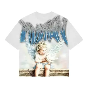 Mixed Emotion Dove Spirit Tee – White No Rhinestone Graphic Streetwear Oversized T-Shirt 2026