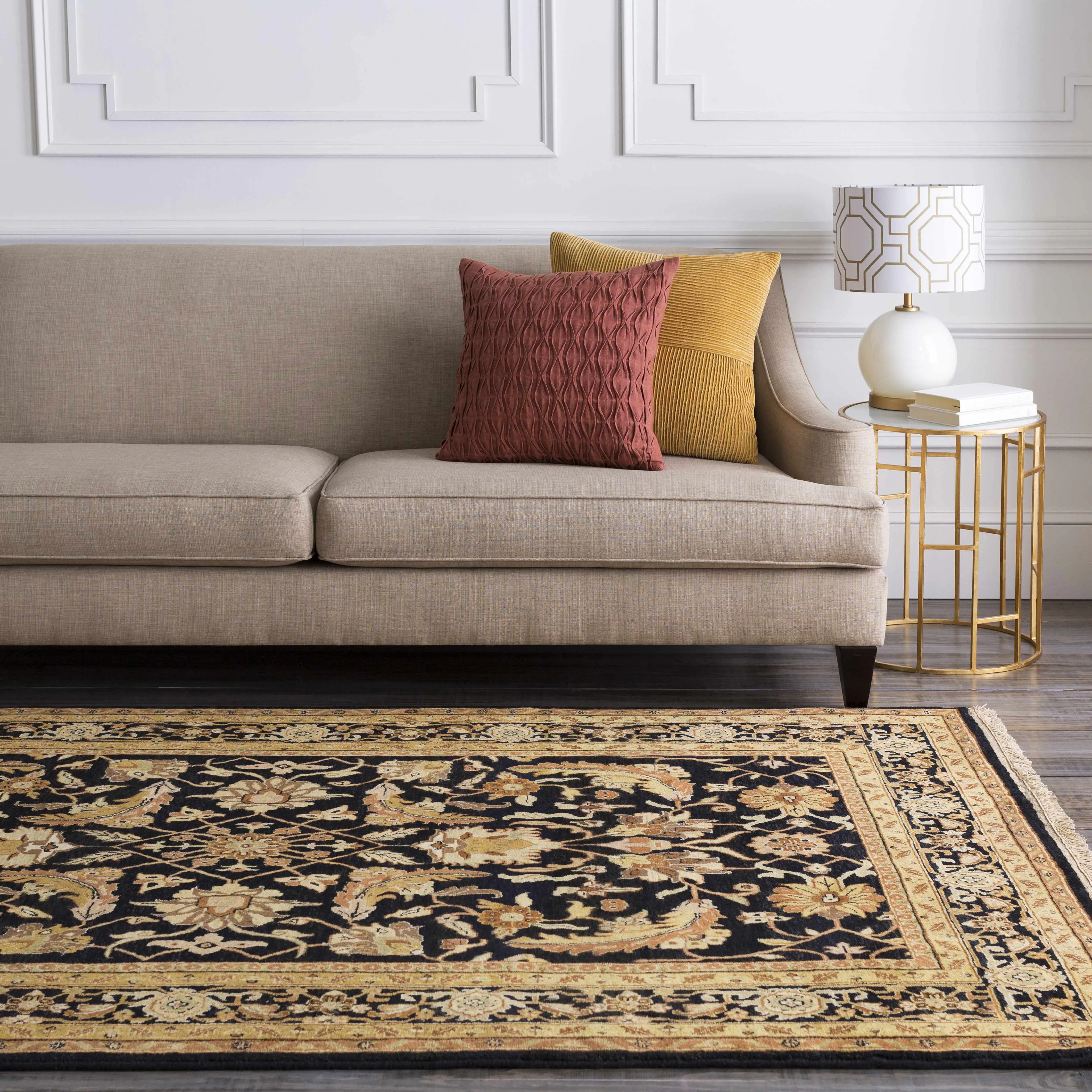 Premium Black-Gold Wool Rug - Elegant Home Decor for Living Room, Clearance, Home Decor Rug, Elegant Rug