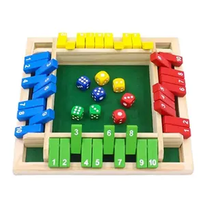 4-Player Wooden Shut The Box Dice Game Math Learning Board Game Family Interactive Bar Game Classic Tabletop Dice Toy