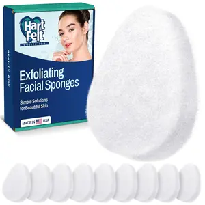 HartFelt Facial Exfoliation Beauty Box with Facial Scrub Super Soft Exfoliating Bath Sponges, Gift Box, 10pk