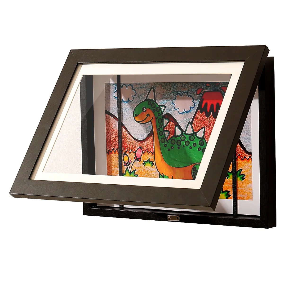 Kids Art Frame, Kids Artwork Frames Changeable 9 x13 Without Mat, Black Front Opening Children Picture Storage Frame for Wall Holds 50Pcs Crafts, Drawing, Art Projects