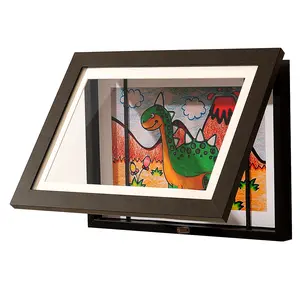 Kids Art Frame, Kids Artwork Frames Changeable 9 x13 Without Mat, Black Front Opening Children Picture Storage Frame for Wall Holds 50Pcs Crafts, Drawing, Art Projects