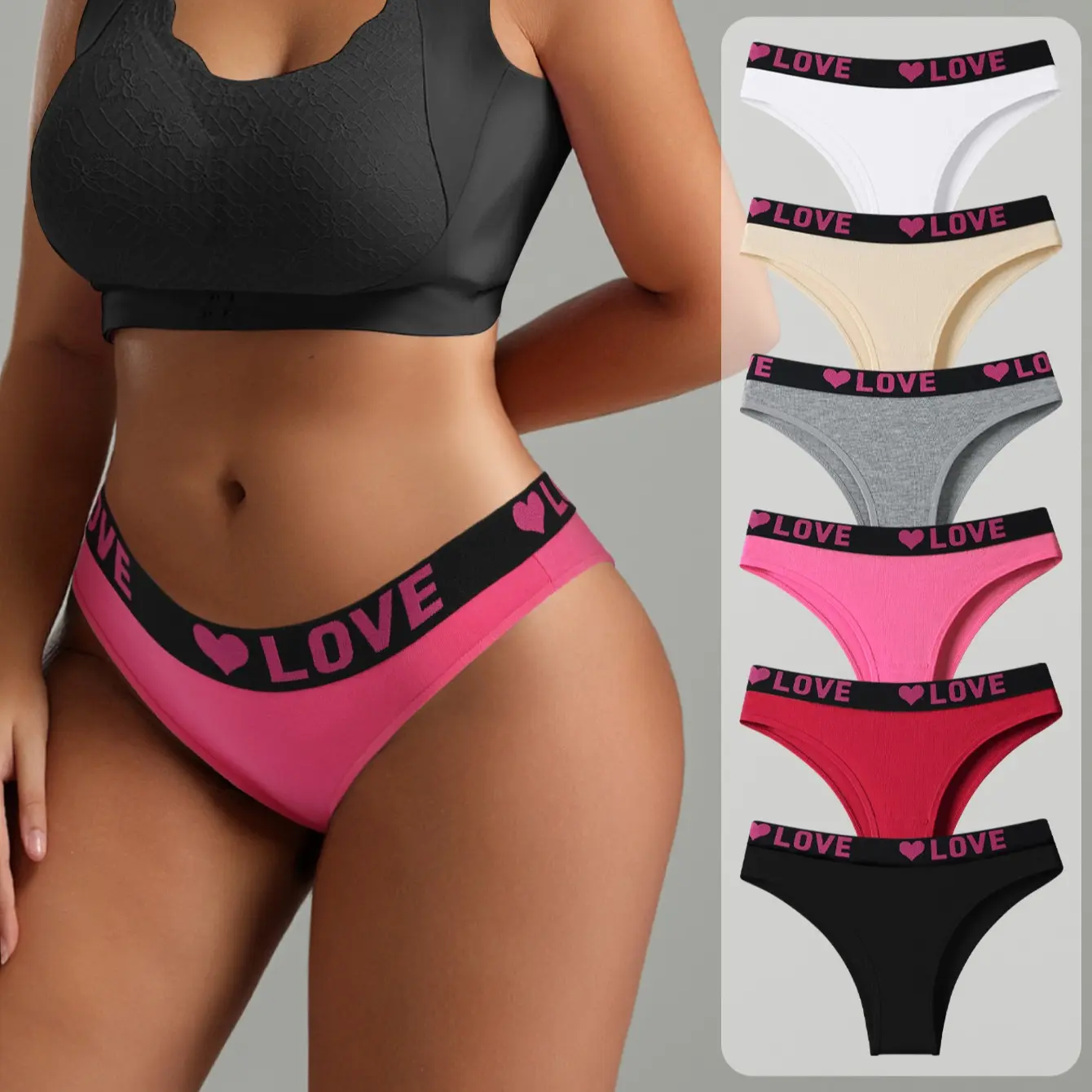 HOTCOM Women’s Everyday Style Letter Print Thong – Soft Breathable Womenswear Underwear for All-Season Comfort