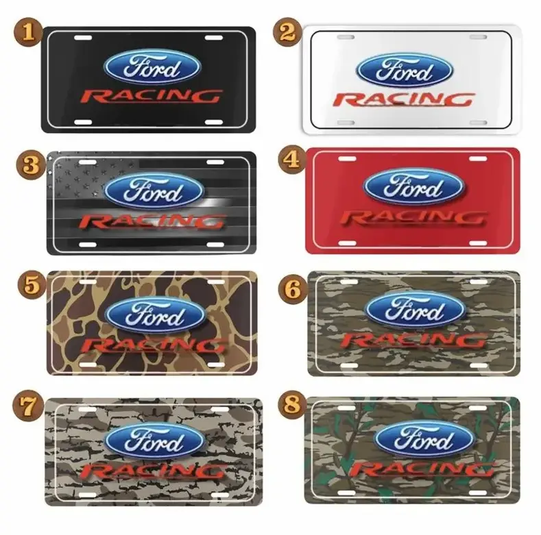 Ford Racing Camouflage Olđ School License Plate, Bottomland Duck Wicked Hunting Camo, Car Accessory, 12 x 6, 100% Aluminum, Includes 4 Pre-Drilled Holes, Assembled in the USA
