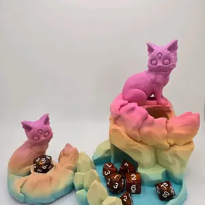 Random Rainbow Arcadia the all-seeing cat dice tower with dice buddy display
