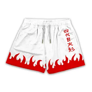 Minato Namikaze 4th Hokage Cloak Naruto Gym Shorts Men's Shorts Workout Sport Knee Pants with Pockets Athletic Summer Shorts Basktetball Shorts
