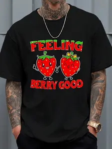 T Shirts Feeling Berry Good Women's Strawberry Top T-Shirt Men Shirts Same Style for Men and Women 2026 Summer Short-sleeved Printed T-shirt 180G