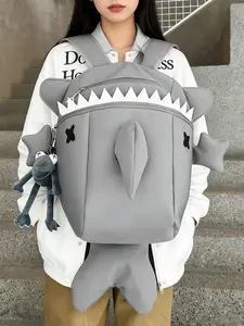 1pc Women's Fashionable Minimalist Casual Trendy Shark Backpack Perfect for Daily Commuting, School, and Everyday Use Versatile, Spacious, Convenient, and Durable Essential Women's Backpack